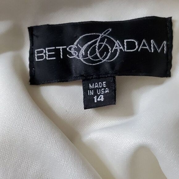 NEW Betsy & Adam One Shoulder Lace Dress 14 Sleeveless A-LIne Cream Ivory - Picture 5 of 6